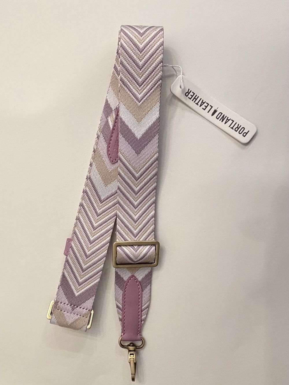Portland Leather Adjustable Chevron Strap in Lilac Sky